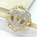 Double Ring Rhinestone Circle Brooch/Pin