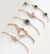 Bohemian Green Crystal Bracelet Set (5 pcs)