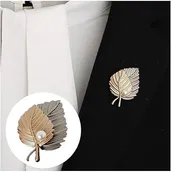 Fashionable Double Leaf Pearl Hijab Brooch / Pin