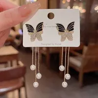 Women's Luxury Black Butterfly Long Earring