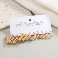 Shiny Twisted Pearl Mini Hoop Earrings Set (5 pairs)