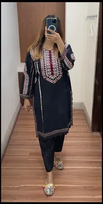 Pakistani Hayat's Stitched Cotton 2pcs _ Black 