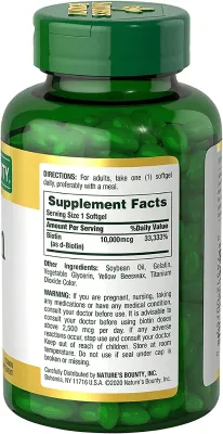 Natures Bounty Biotin 10,000mcg 250 Softgels (USA)