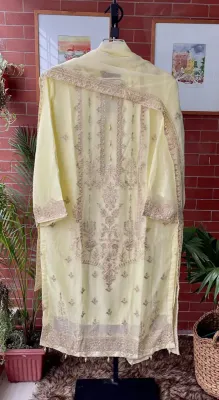 Pakistani Chiffon Stitched 2 Pcs _ Baby Yellow