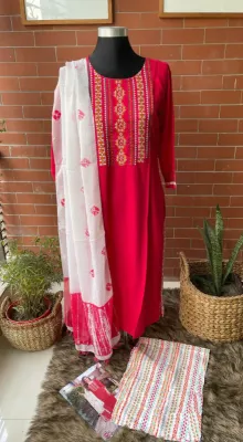 Original Delhi Boutique Stitched 3pcs _ Maroon 