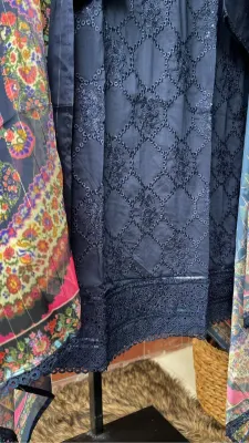 Pakistani Regalia Stitched Lawn 3pcs _ Navy Blue 
