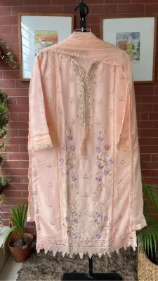 Pakistani Chiffon Stitched 2Pcs _ Peach 