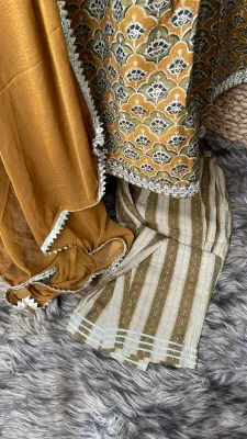 Original Delhi Boutique Nayar Stitched 3pcs _ Olive 