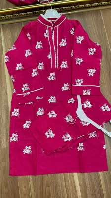 Pakistani Boutique Stitched Cotton 2pcs _ Magenta 