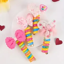 Ponytail Holder Colorful Elastic Spiral Hair Bands for kids (2 pc)