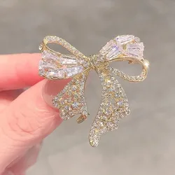 Luxury Shiny Crystal Bow Design Brooch