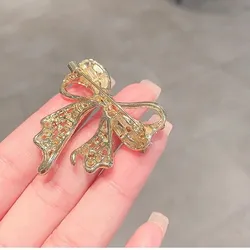 Rhinestone Lapel Pin Elegant Bow Brooch