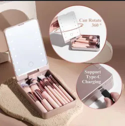 Makeup brush set & rechargeable luminous Mirror