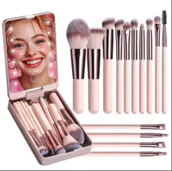 Makeup brush set & rechargeable luminous Mirror