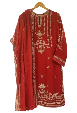 ORIGINAL AGHA NOOR TWO PIECE 100% PURE CHIFFON HEAVILY EMBROIDERED