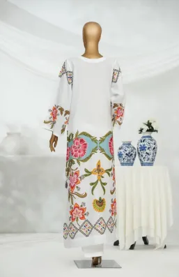 Amna Khadija Digital Printed Poly Swiss Cambric Stitched 2 Piece Suit - AKR-03 - AM25RTHM - White - Summer Collection