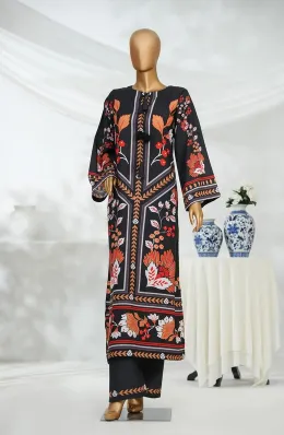 Amna Khadija Digital Printed Poly Swiss Cambric Stitched 2 Piece Suit - AKR-01 - AM25RTHM - Black - Summer Collection