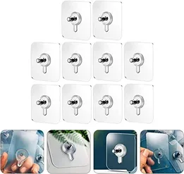 Self Adhesive Wall Hanging Transparent Hook (10 pcs)