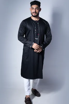 Exclusive Round Neck Panjabi -Black