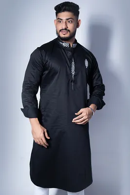  Exclusive Embroidered Panjabi -Black