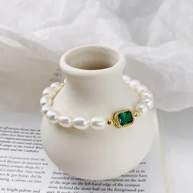Gemstone Green Pearl Bracelet 