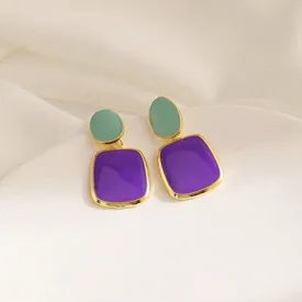 Colorful Geometric Design Dangle Earring 