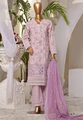 Pakistani Original Sadabahar Luxury Lawn Laceworok-Cutwork Stitched 3Pcs _ Lavender 