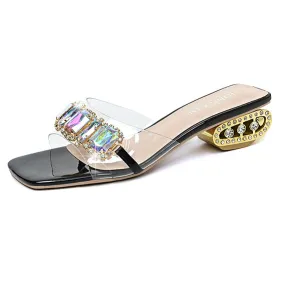 FAIRY STYLE TRANSPARENT MID-HEEL WITH DIAMONDS OUTDOOR WOMEN'S  SANDALS GB-0264