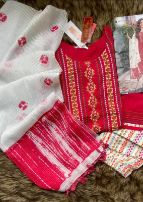 Original Delhi Boutique Stitched 3pcs _ Maroon 