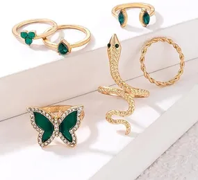 Retro Snake Star Triangle Geometric Rings Set (6 pcs)
