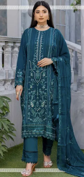 Pakistani Poshak Luxury Chiffon Stitched 3Pcs _ Sea Green 