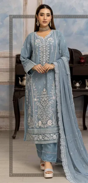 Pakistani Poshak Luxury Chiffon Stitched 3Pcs _ Ash 