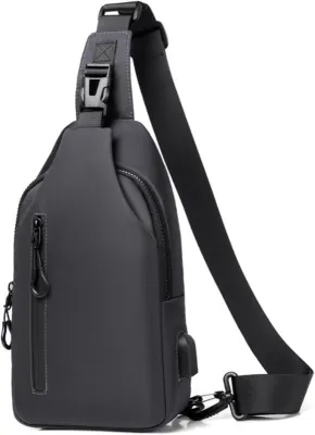 Crossbody Waterproof Shoulder Bag for Men (Black/Grey)