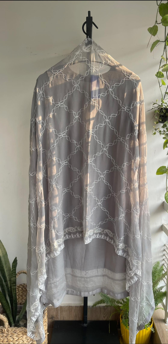 Pakistani Original Schick Chiffon Stitched 2 Pcs _ Ash Gray