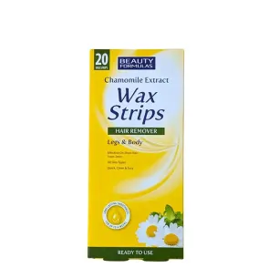 Beauty Formulas Chamomile Wax Strips Hair Remover For Legs & Body 20 Strips	