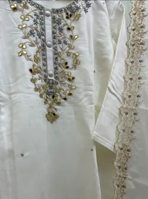 Original Delhi Boutique Stitched 3pcs _ Off White