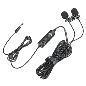 Original Boya Dual Clip Interview Microphone (BOYA M1DM) Best For 2 Person Recording Or Live Videos