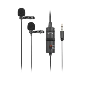 Original Boya Dual Clip Interview Microphone (BOYA M1DM) Best For 2 Person Recording Or Live Videos