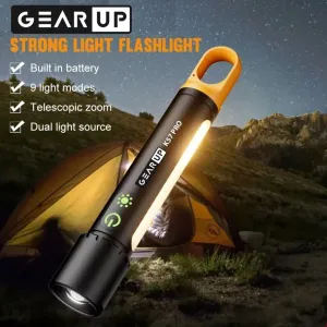 GearUP K57 Pro Rechargeable High Power Flashlight + Large COB Light