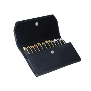 PU Black leather pen bag portable 12 Pen bag