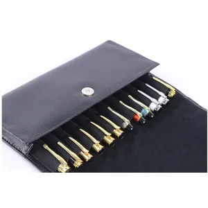 PU Black leather pen bag portable 12 Pen bag