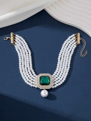 Luxury Multi-layer Faux Pearl Geometric Necklace 