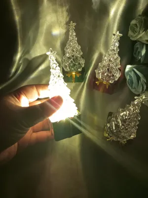 LED Crystal  Bow Christmas Tree Night Light 