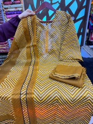 Ganga Inspired Cotton 3 Piece Collection – Stitched & Unstitched (2 colors)