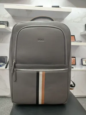 HUGO BOSS LEATHER BACKPACK - Charcoal Grey