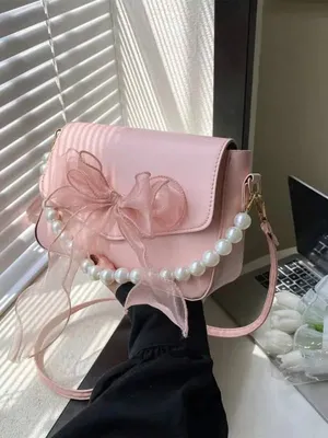Pearl and Bow Tie Design Shoulder Bag for Girls