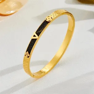 Elegant V Shaped Titanium Steel Gold Bangle