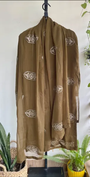 Pakistani Original Schick Chiffon Stitched 2 Pcs _ Dark Olive 