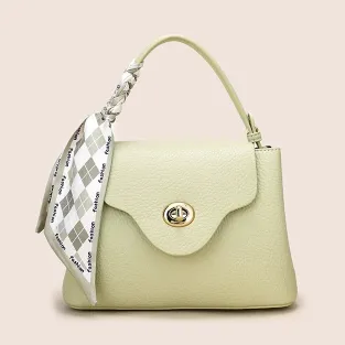 GENUINE LEATHER TRENDY WITH SILK SCARF LYCHEE PATTERN ONE-SHOULDER HANDBAG GB-0471BGr