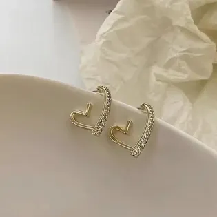 Heart Design Open Hoop Stud Earrings